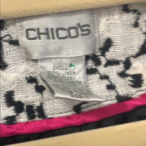 CHICO’S‎ 100% LINEN BLACK & WHITE BLAZER SIZE 1 - Picture 6 of 9
